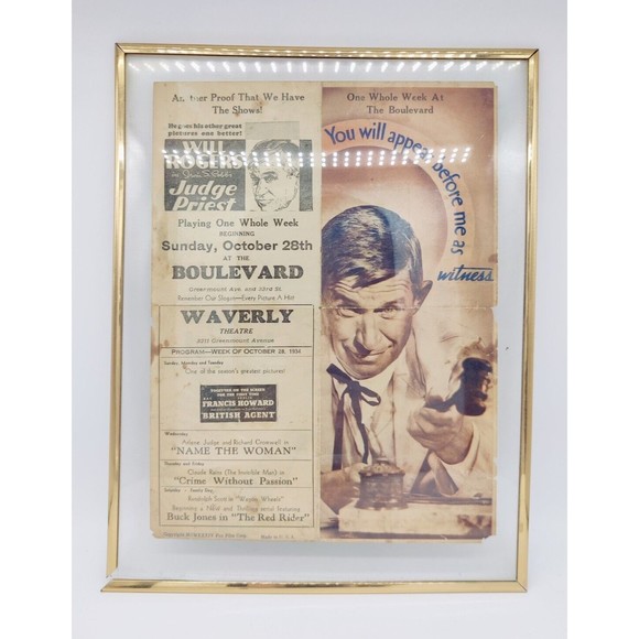Judge Priest Will Rogers Vintage Movie Poster 1934 1930s Double Sided  Framed - Picture 3 of 16